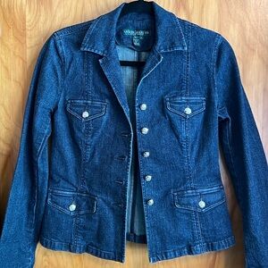 Lauren Jeans Co. Ralph Lauren fitted denim blazer with silver buttons. Size S